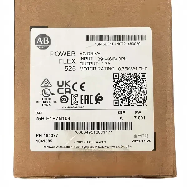 AB 25B-E1P7N104 PowerFlex 525 0.75kW (1Hp) AC Drive